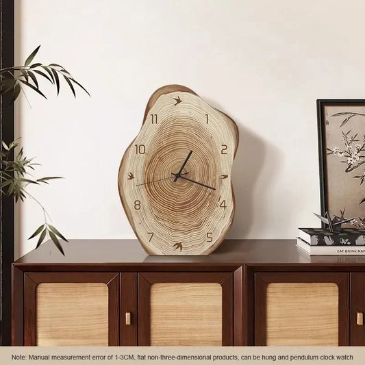 Rustic Annual Ring Clock with Natural Wood-Inspired Design