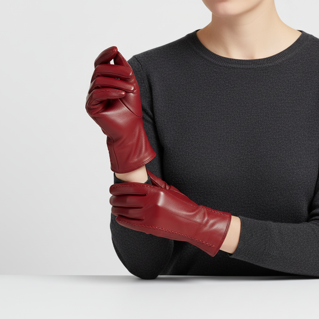 Short Vegan Leather Gloves