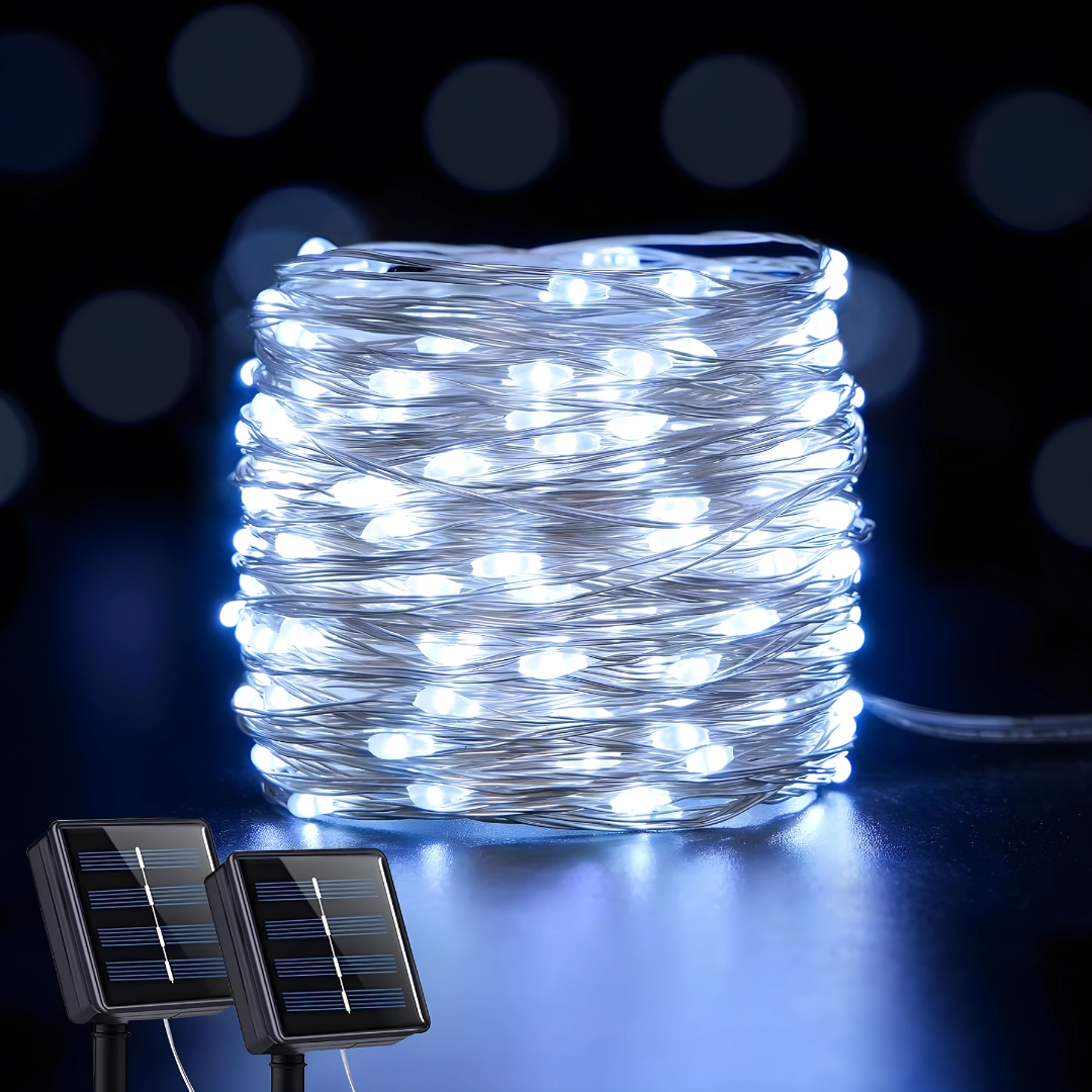 Solar Wire LED Fairy Lights – Waterproof Outdoor Christmas Decorations