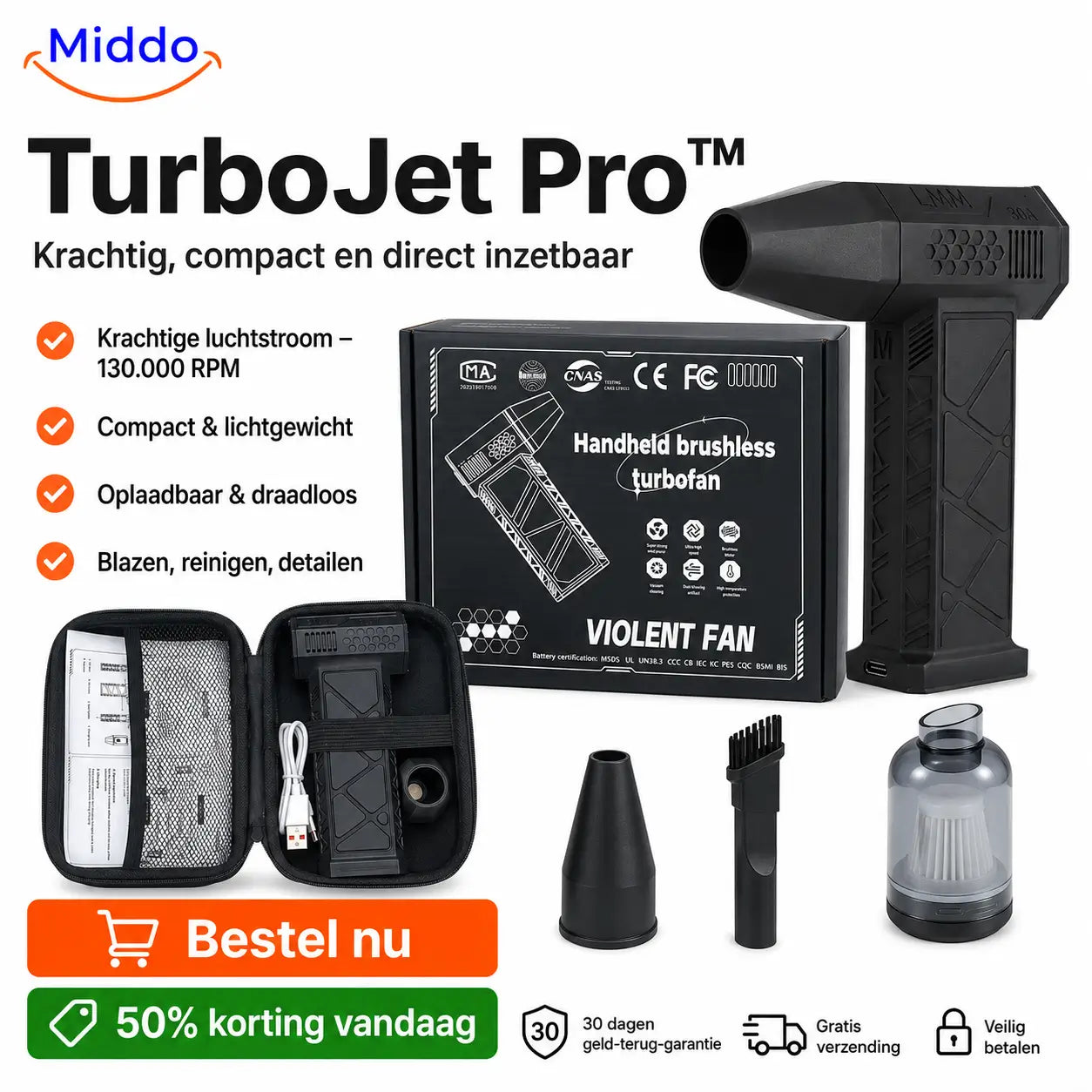 TurboJet Pro™ – Powerful Air Blower (130,000 RPM) for Dust, Car, BBQ, Workshop, and More!
