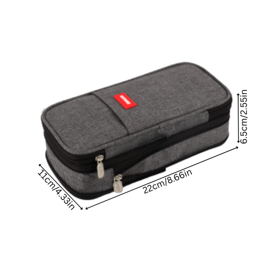 Unisex Large Capacity Pencil Pouch with Dual Zippers