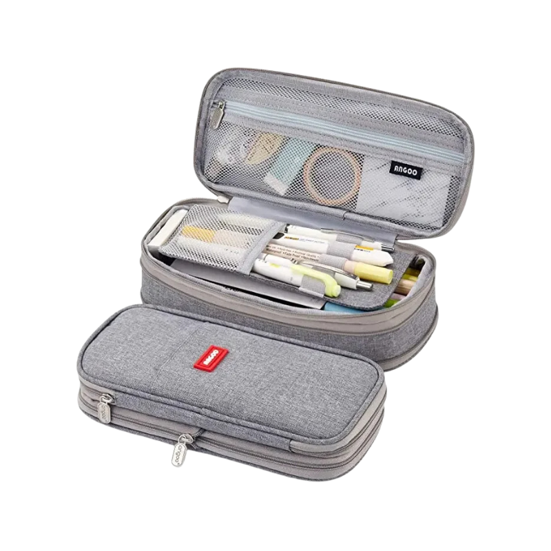 Unisex Large Capacity Pencil Pouch with Dual Zippers