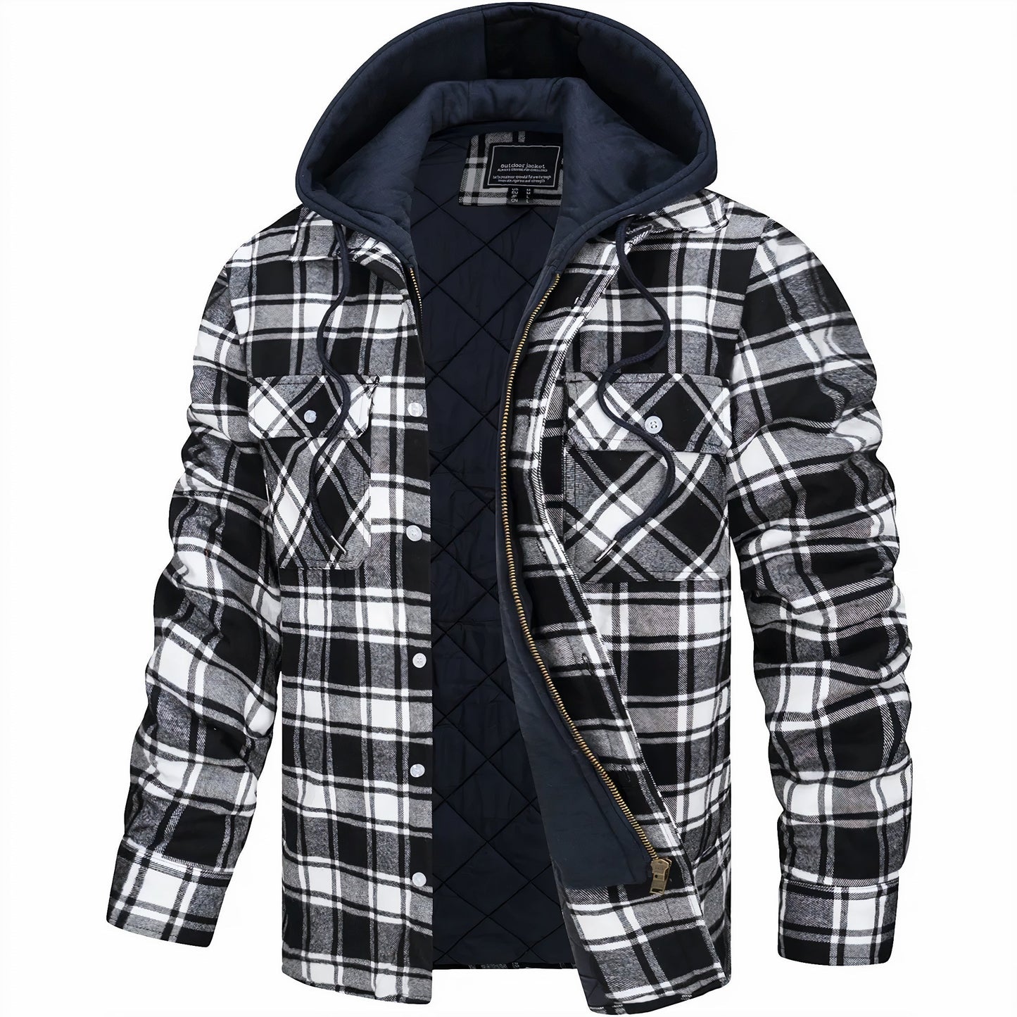 Men's Plaid Hooded Jacket - Image 4