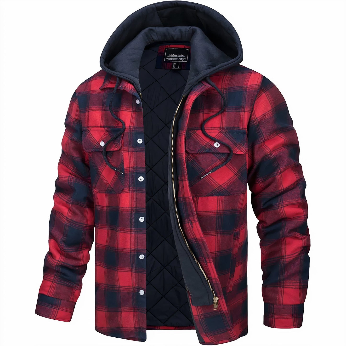 Men's Plaid Hooded Jacket - Image 5