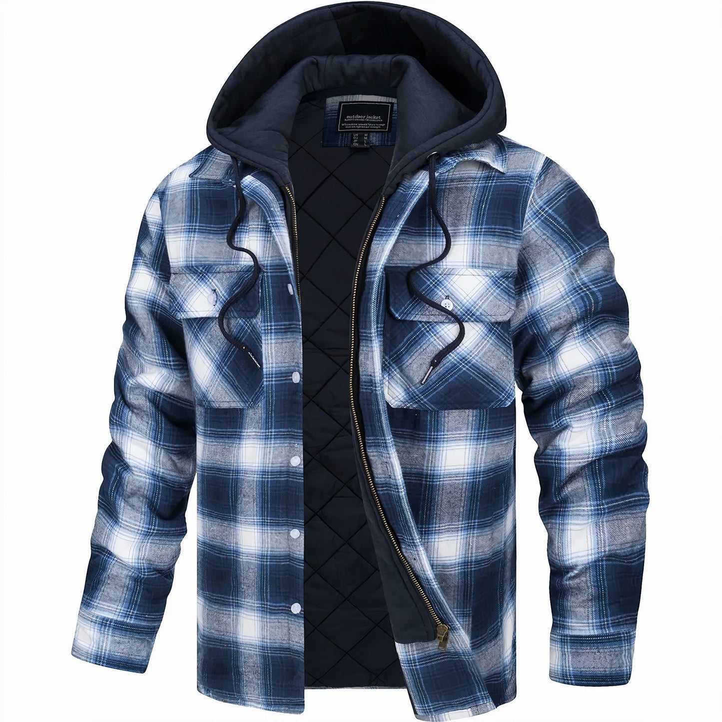 Men's Plaid Hooded Jacket - Image 3