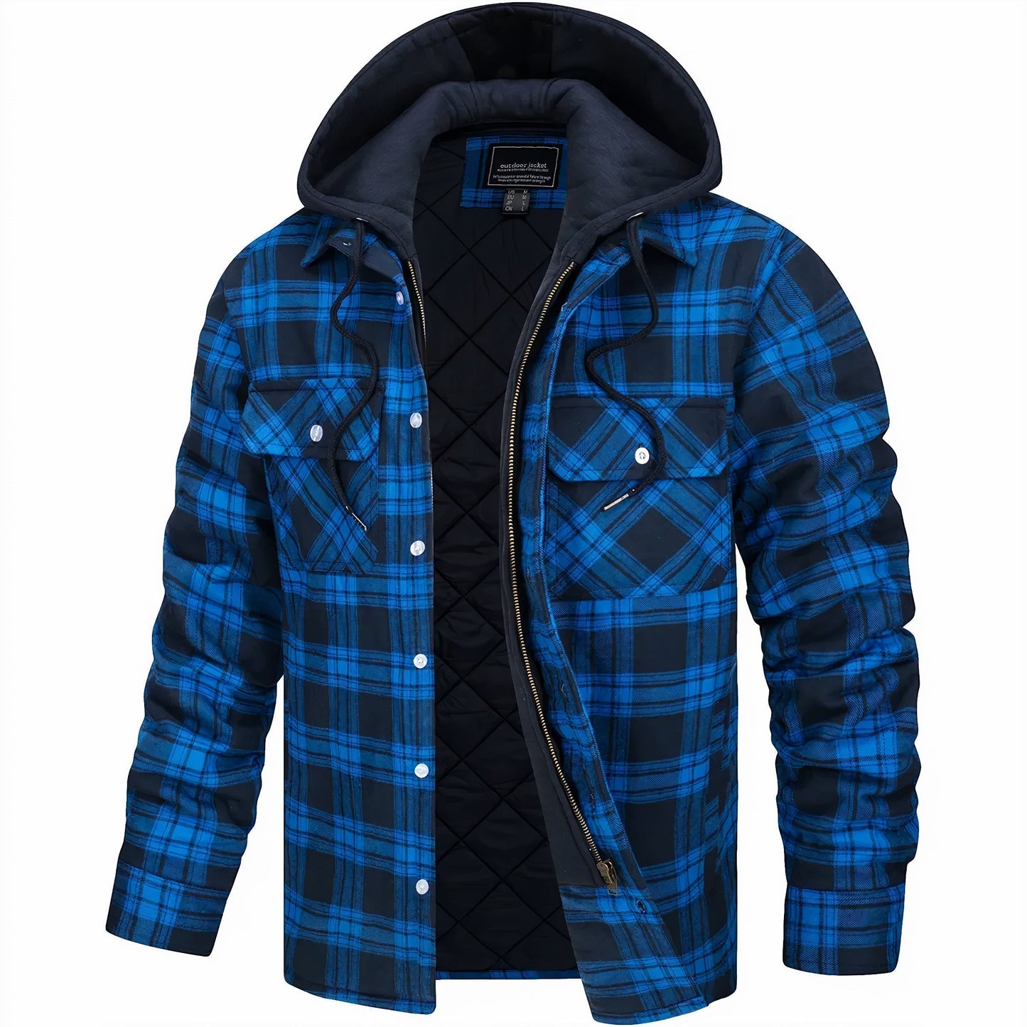 Men's Plaid Hooded Jacket - Image 2