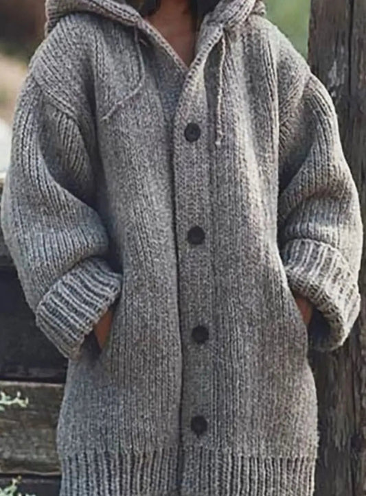 Women's Chunky Knit Hooded Oversized Cardigan
