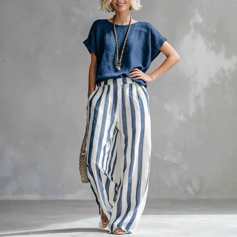 Women's Linen Palazzo Loungewear Set