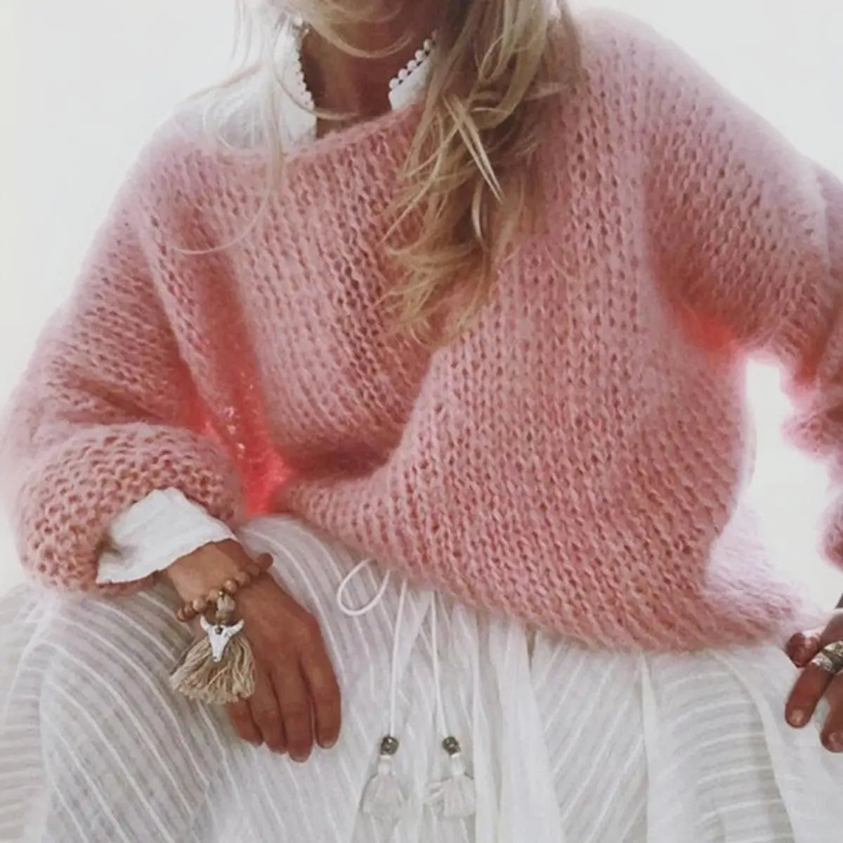 Women's Oversized Mohair-Blend Knit Sweater