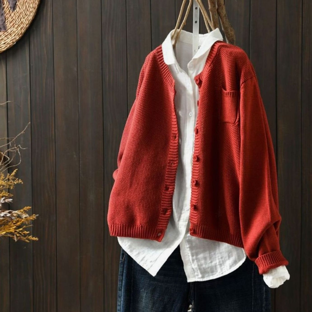 Women's Relaxed-Fit Button-Front Knit Cardigan Sweater