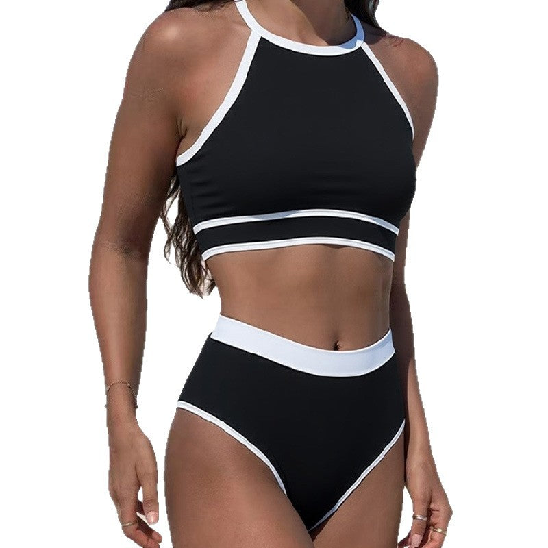 Women's Sporty Bikini Set with High-Cut Bottoms and Racerback Top