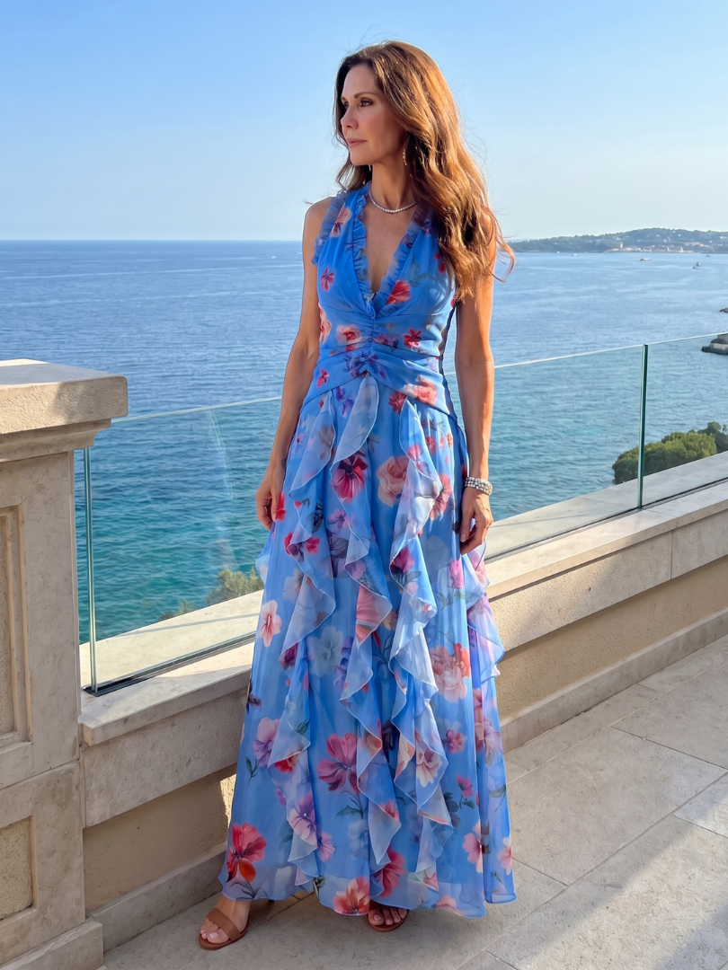 Women's V-Neck Halter Maxi Dress