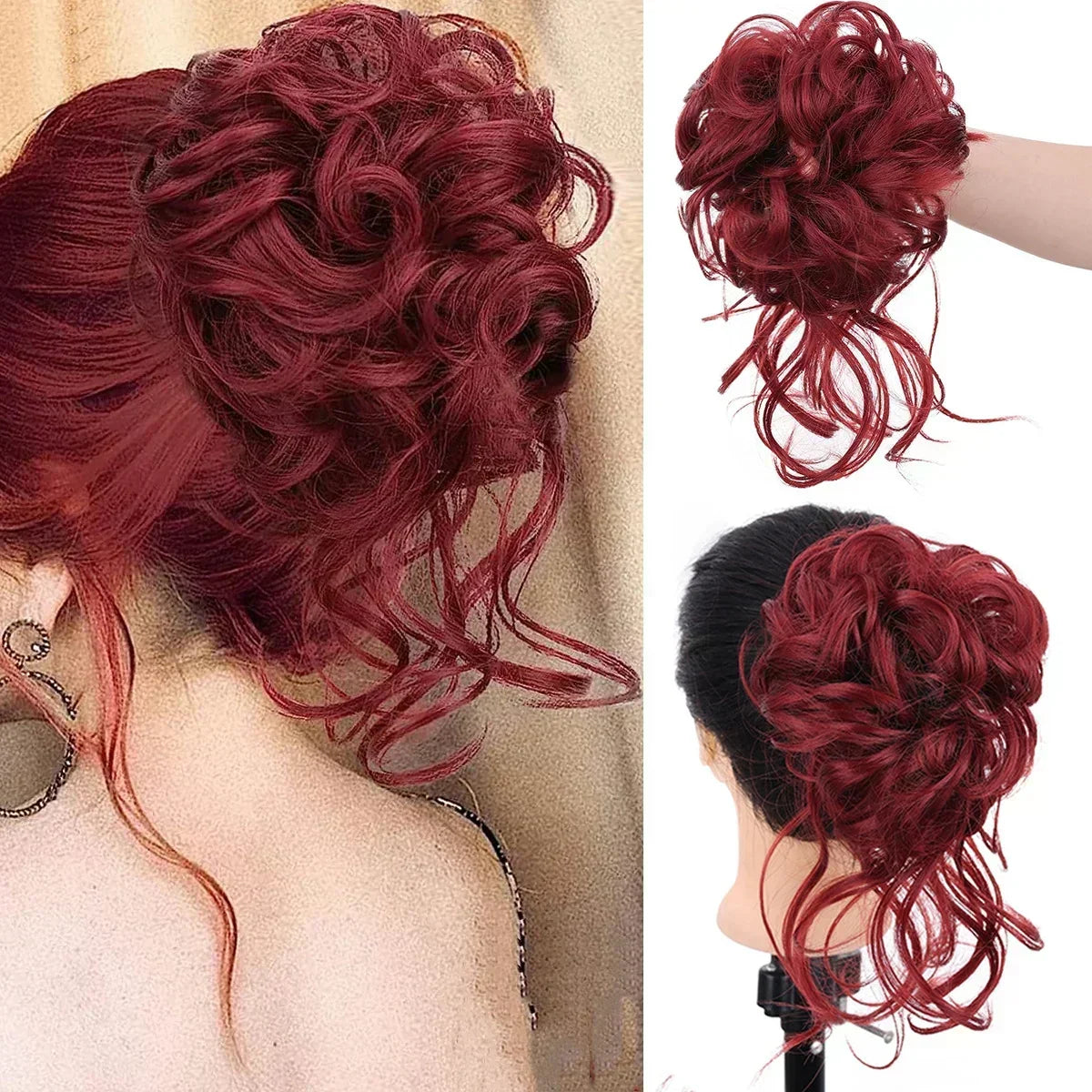 Women's Voluminous Curly Messy Bun Hair Clip