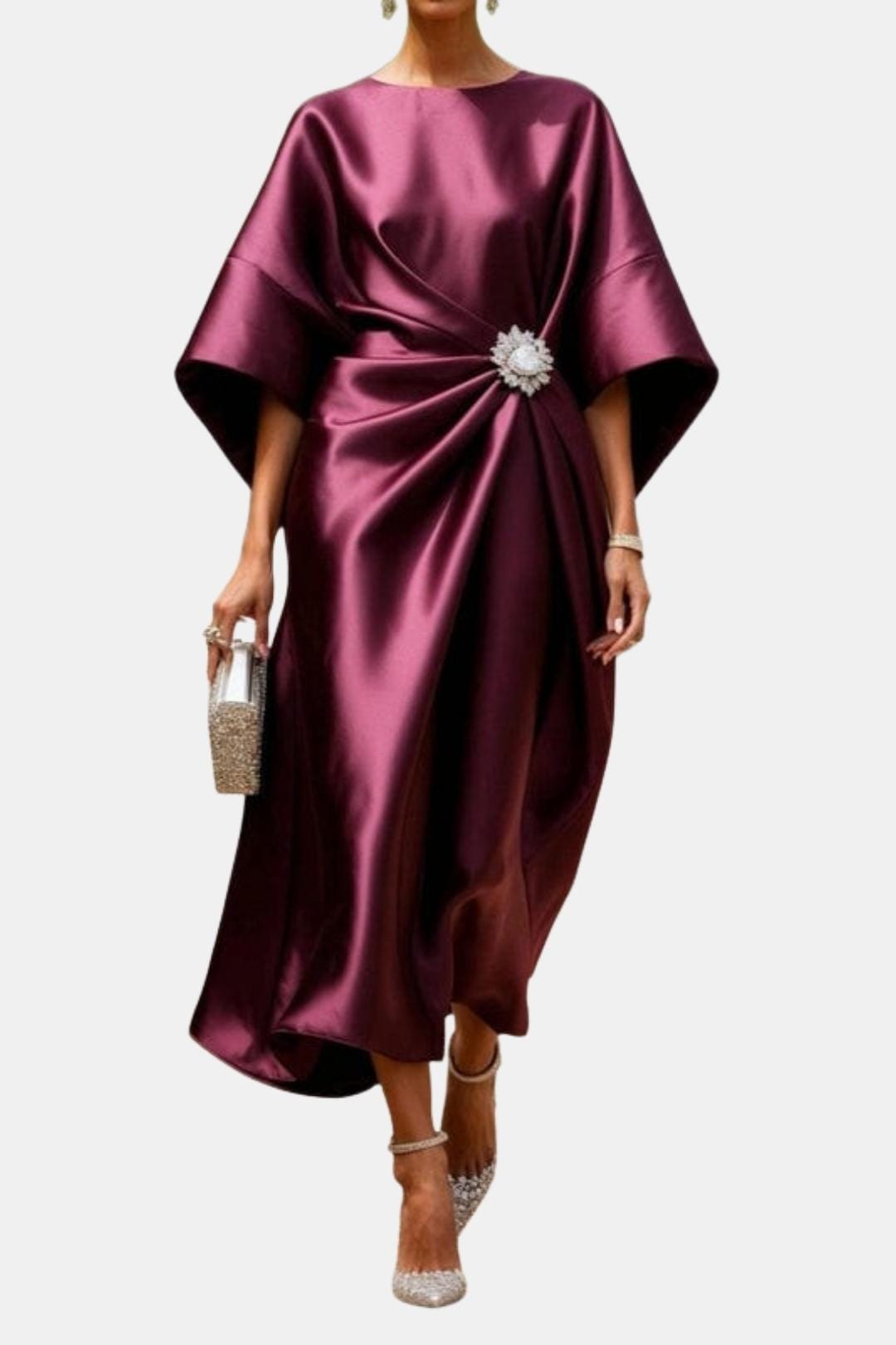 Image of Women's Batwing Sleeve Wrap Midi Dress
