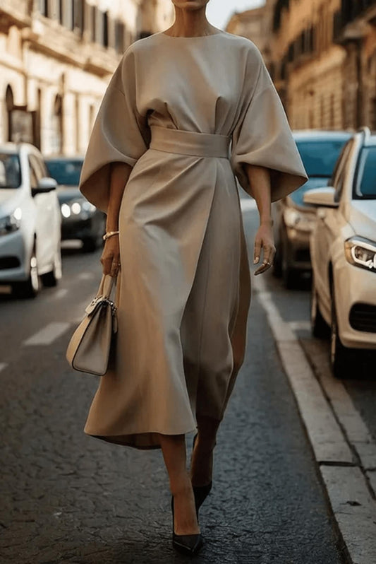 Image of Women's Belted A-Line Midi Dress