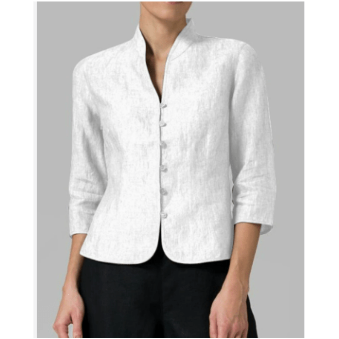 Image of Women's Button-Down Mandarin Collar Blouse