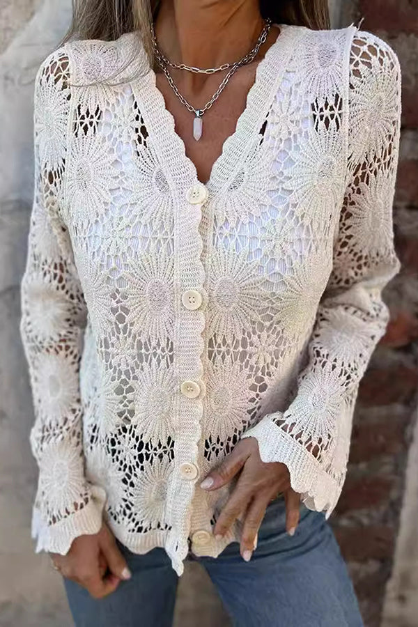 Image of Women's Button-Front Crochet Cardigan