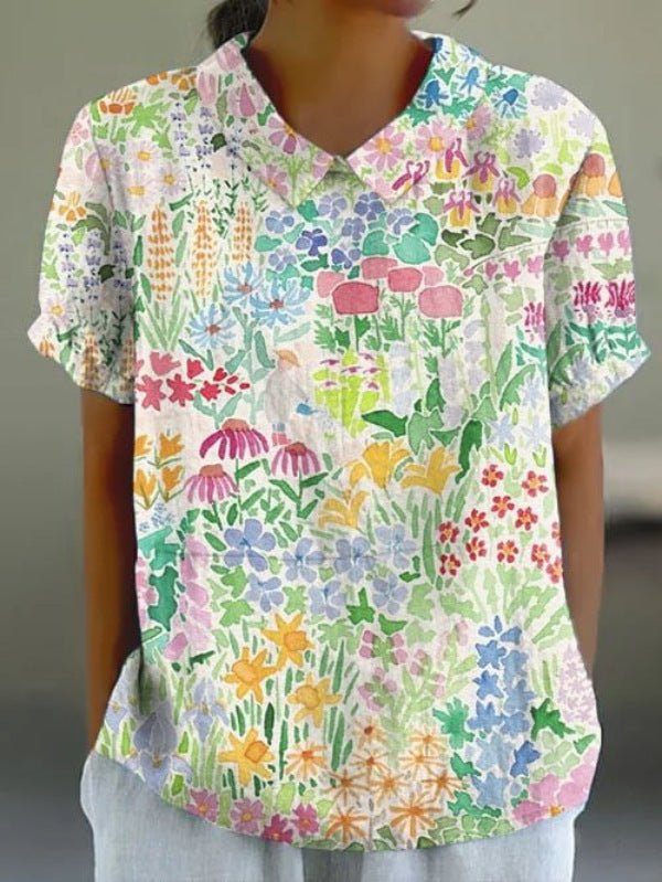 Image of Women's Floral Print Collared Blouse