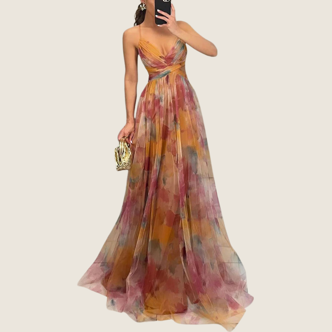 Image of Women's Floral Spaghetti Strap A-Line Maxi Dress