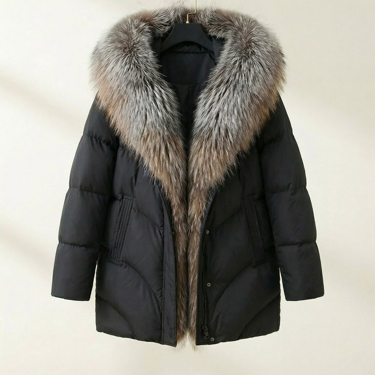 Image of Women's Fur Collar Quilted Puffer Jacket