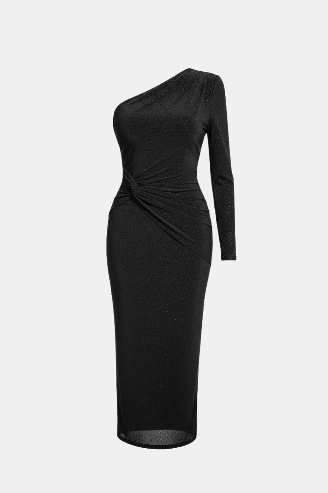 Image of Women's Knot Front One Shoulder Midi Dress