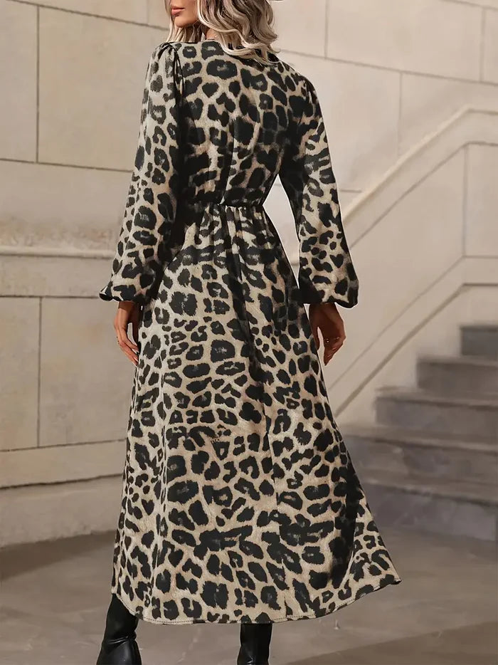 Image of Women's Leopard Print Wrap Maxi Dress