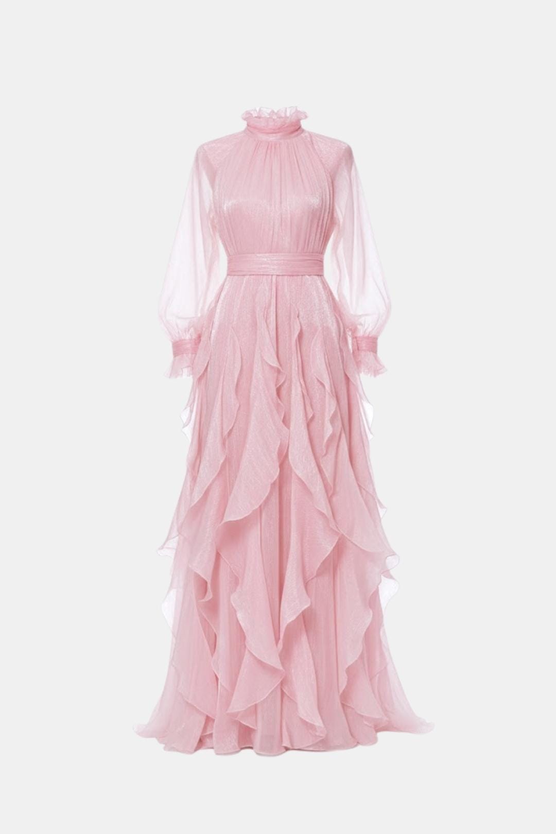 Image of Women's Long Sleeve Ruffle Evening Maxi Dress