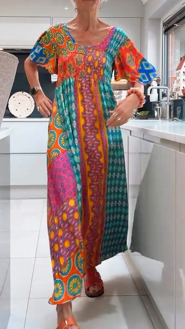 Image of Women's Patchwork Bohemian Maxi Dress