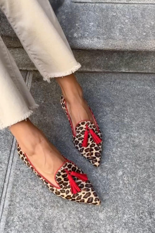 Image of Women's Pointed Toe Animal Print Loafers
