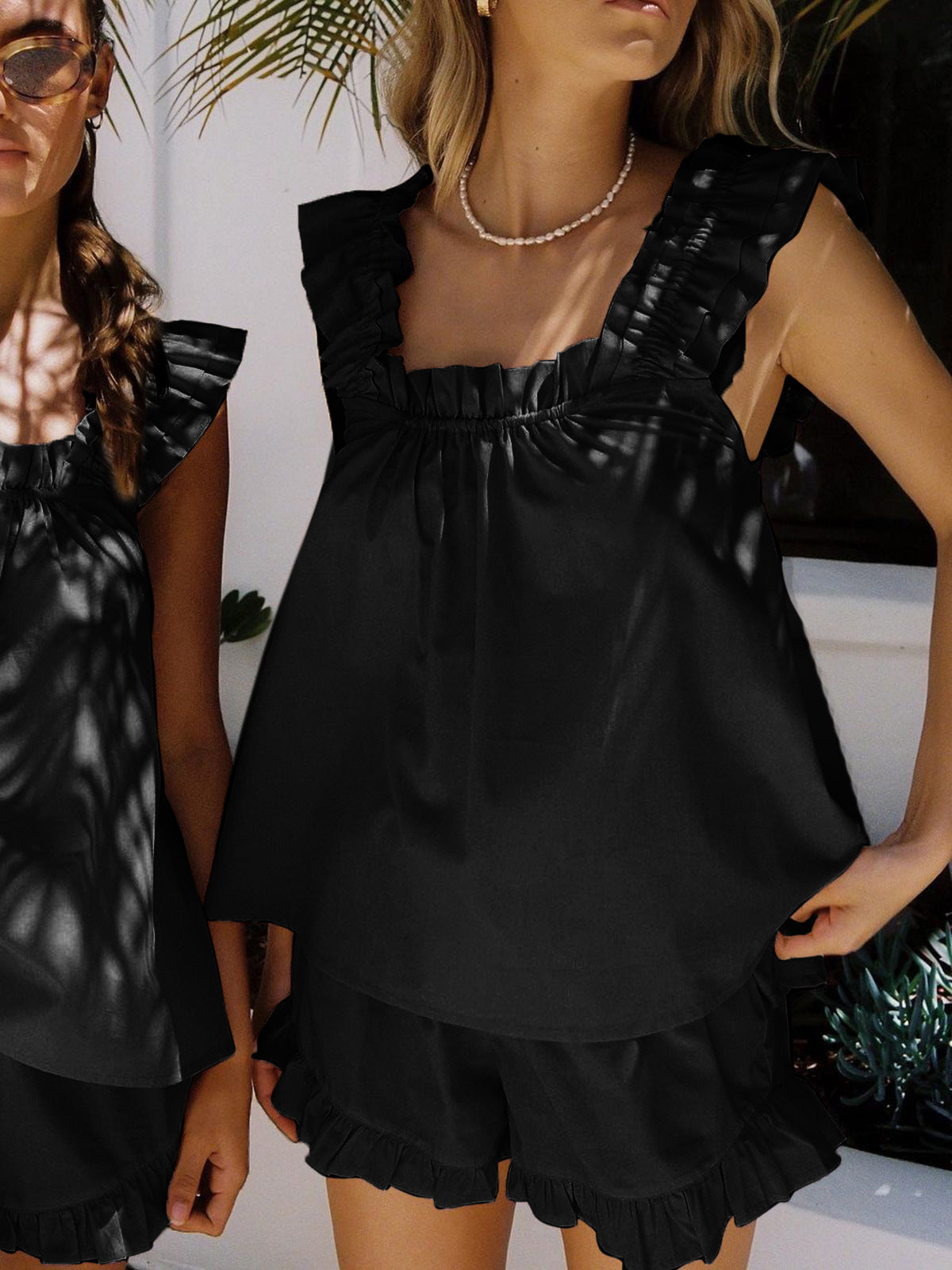 Image of Women's Ruffle Trim Two-Piece Set