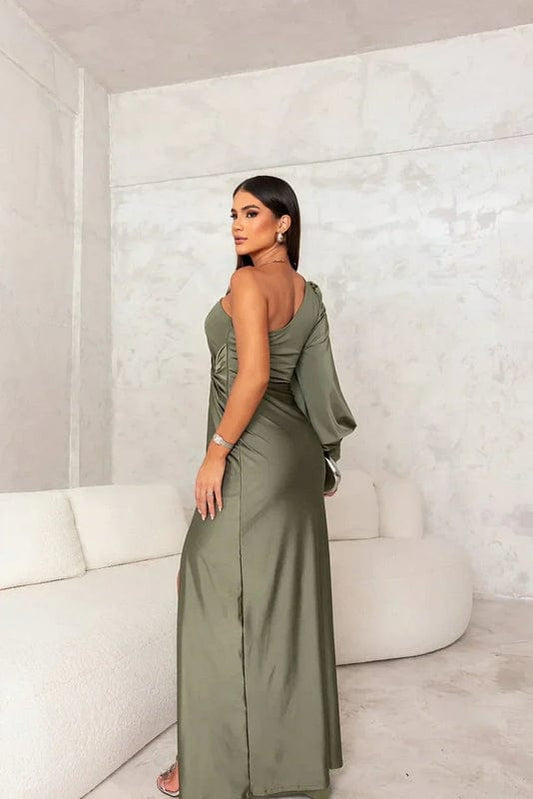 Image of Women's Slit One Shoulder Maxi Dress