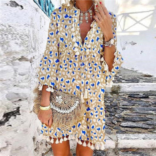 Image of Women's Tassel Boho Mini Dress