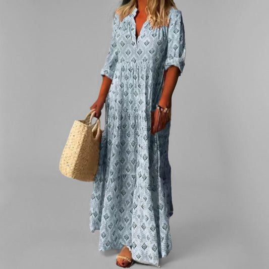 Image of Women's V-Neck A-Line Maxi Dress