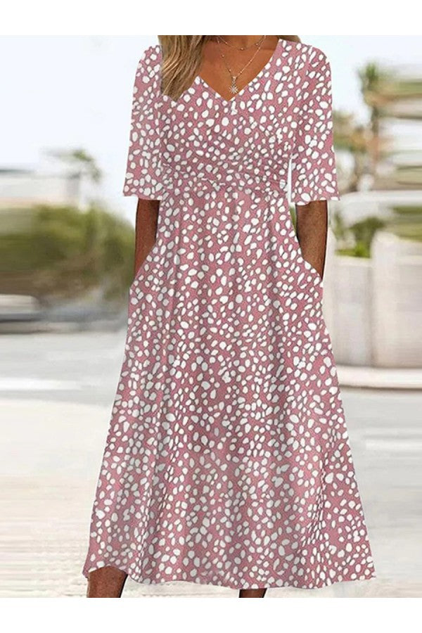 Image of Women's V-Neck A-Line Midi Dress