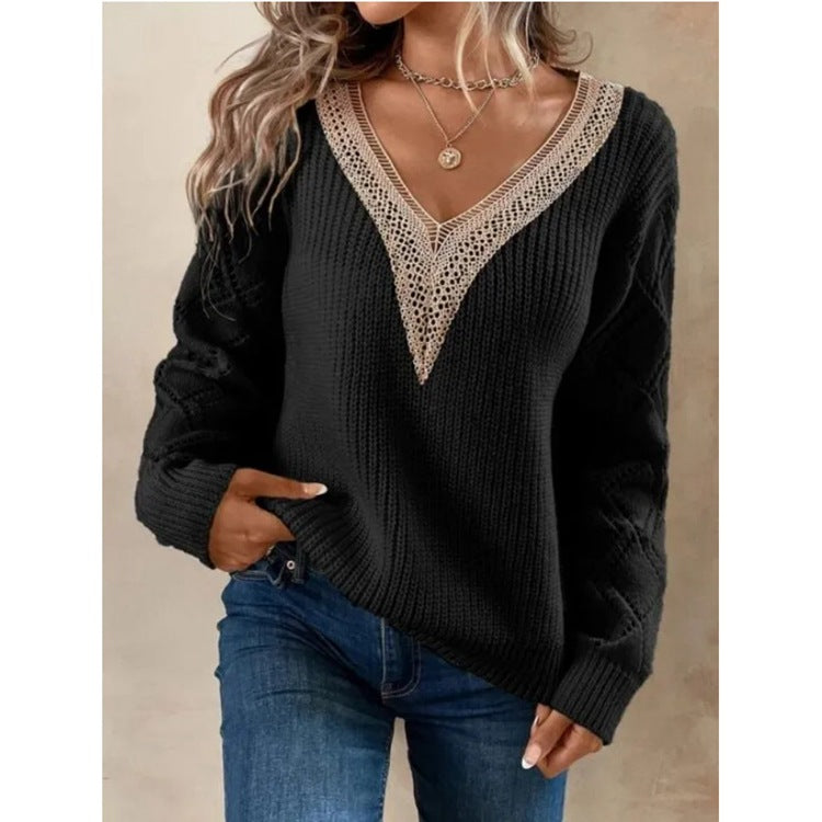 Image of Women's V-Neck Knit Sweater