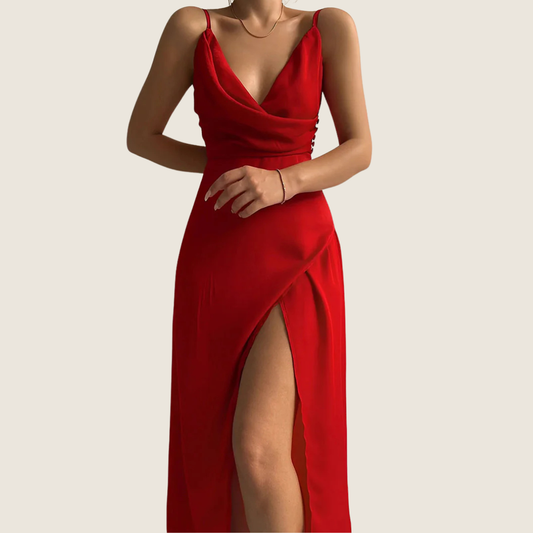 Image of Women's V-Neck Slip Midi Dress