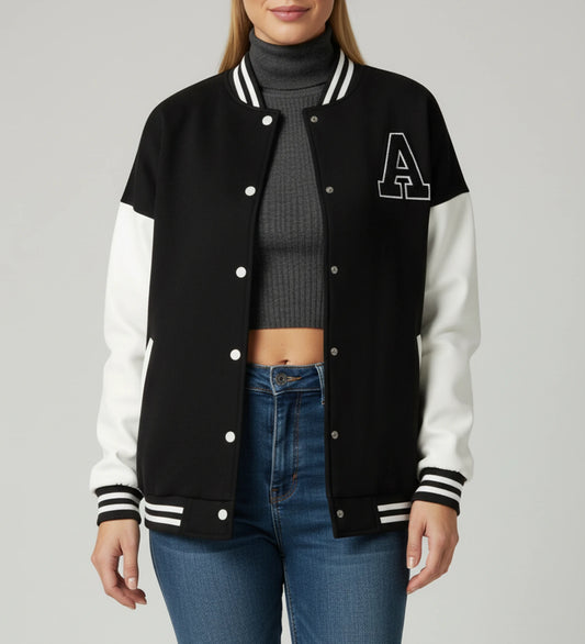 Women's Applique Letter Varsity Jacket image