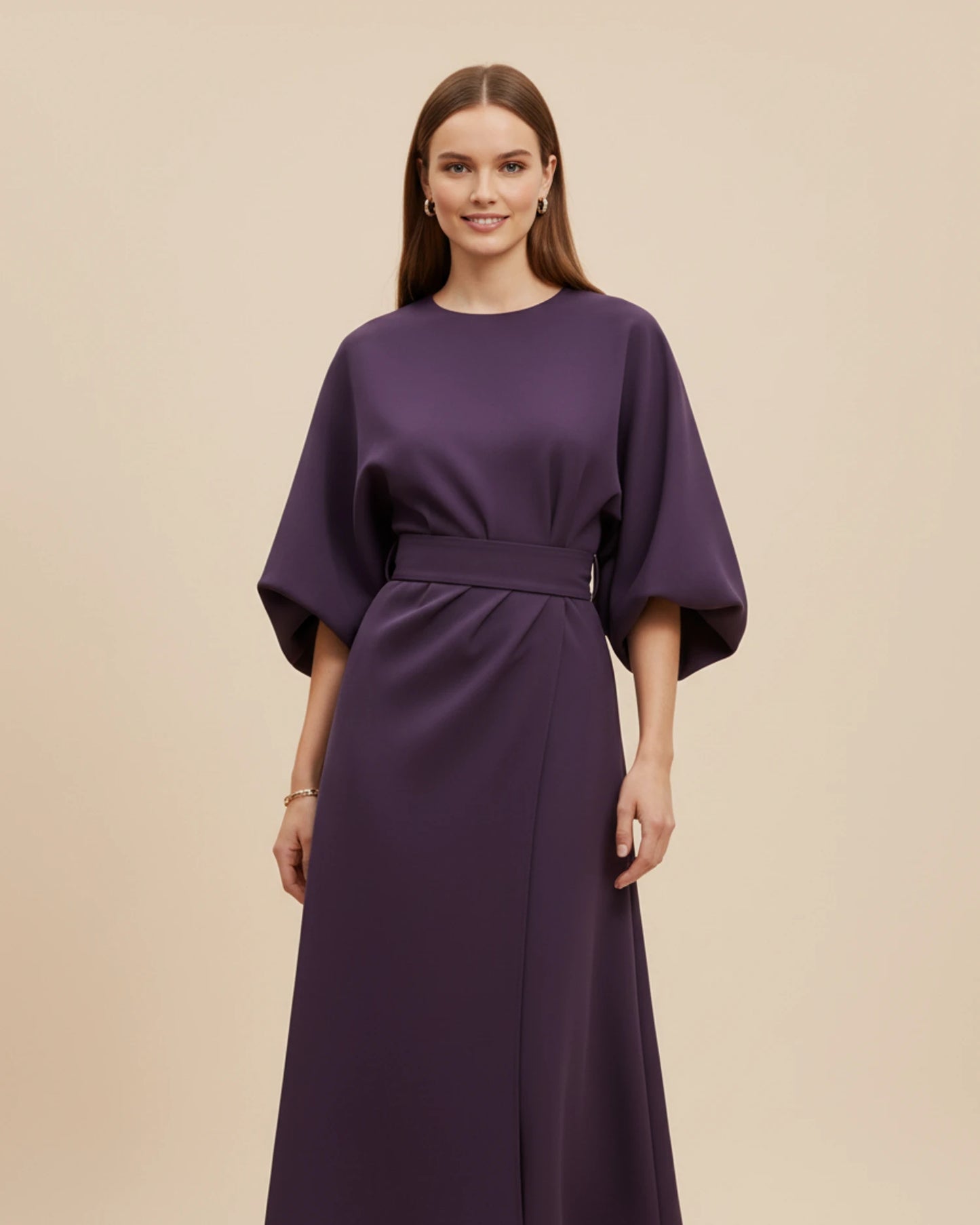 Women's Belted Wrap Midi Dress image