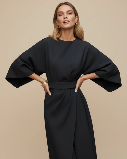 Women's Belted Wrap Midi Dress image