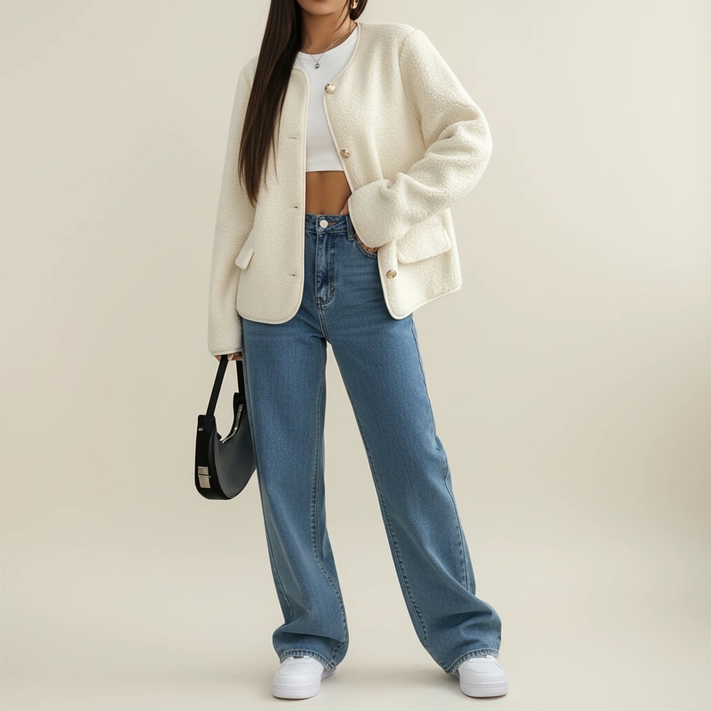 Women's Round Neck Cardigan Jacket