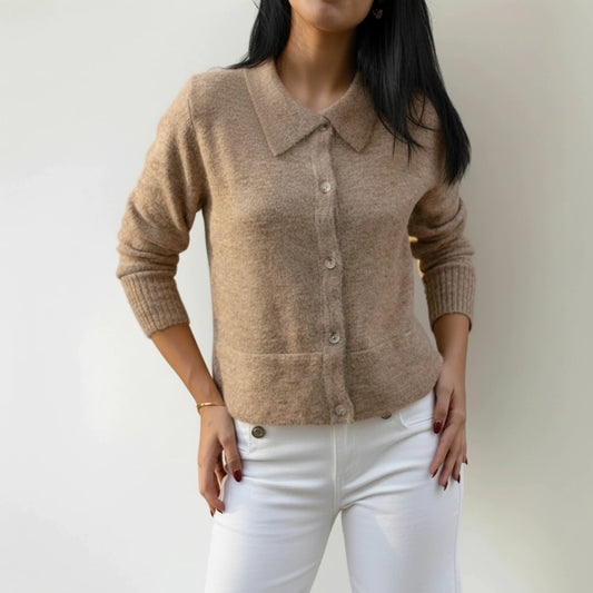 Women's Collared Winter Cardigan Sweater