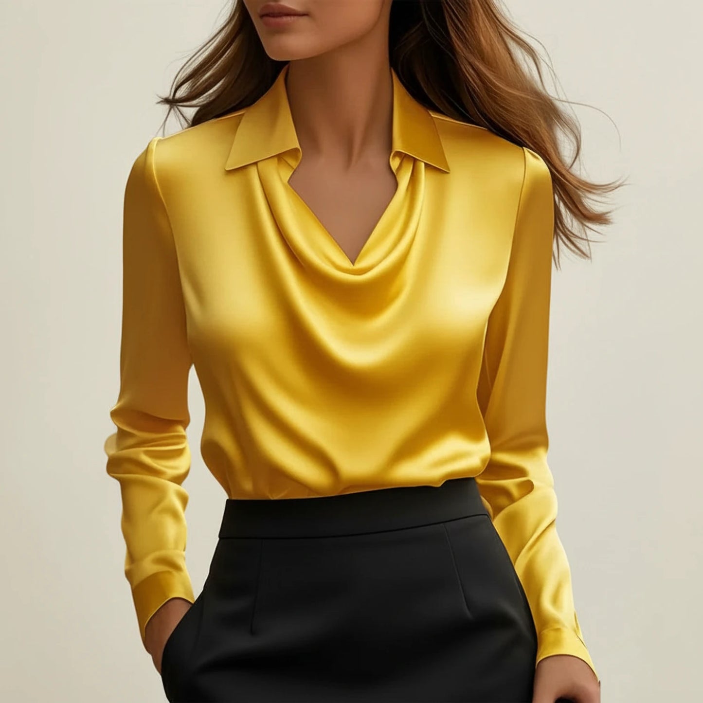 Women's Cowl Neck Satin Blouse