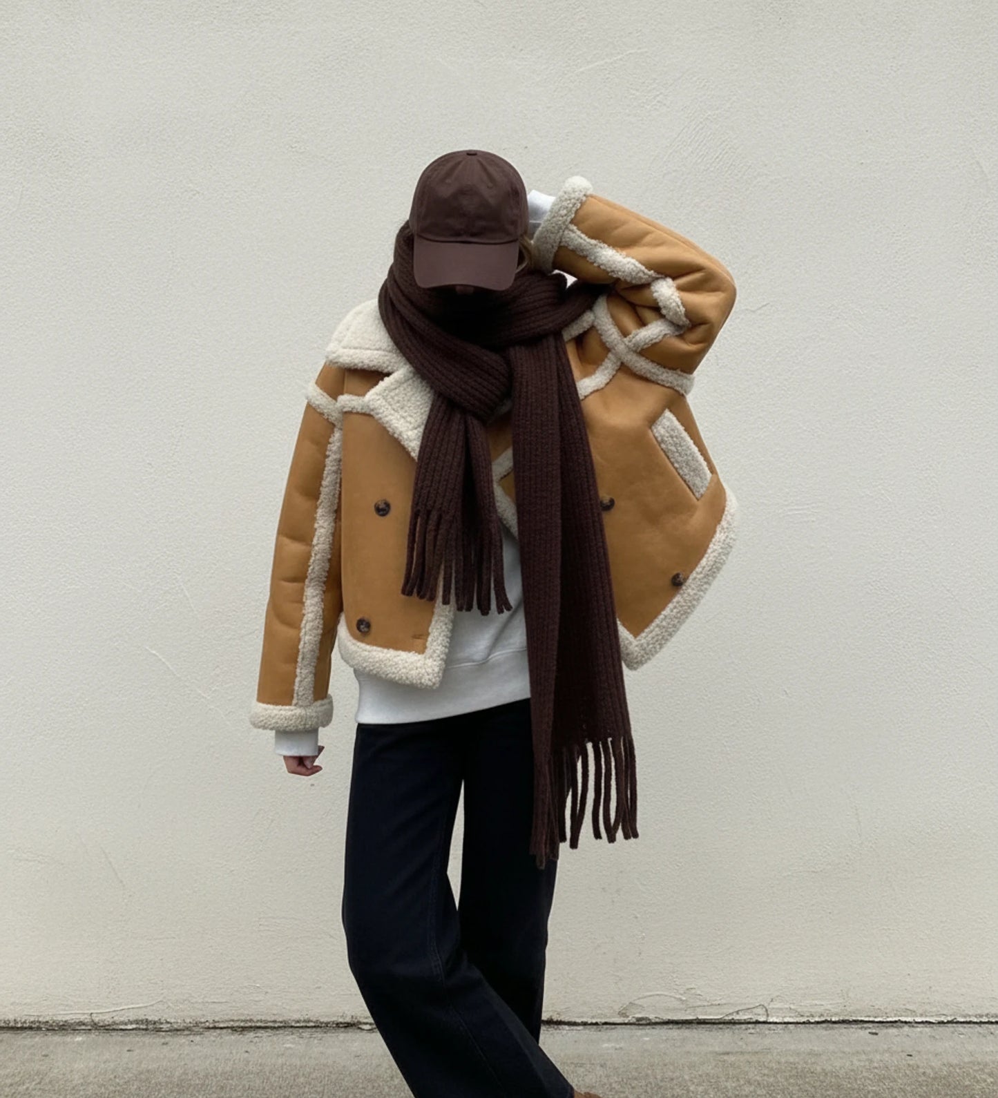 Women's Cropped Shearling Aviator Jacket