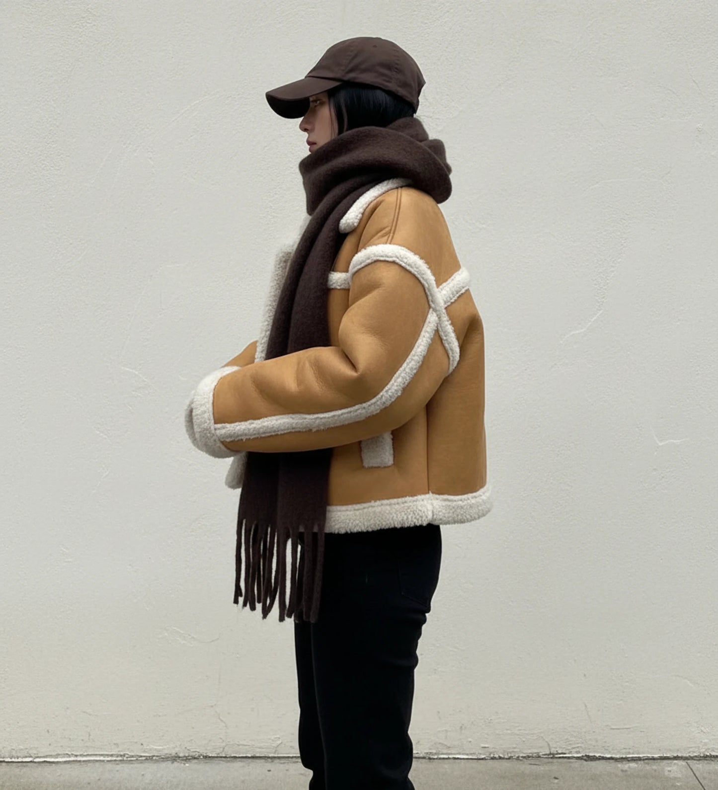 Women's Cropped Shearling Aviator Jacket