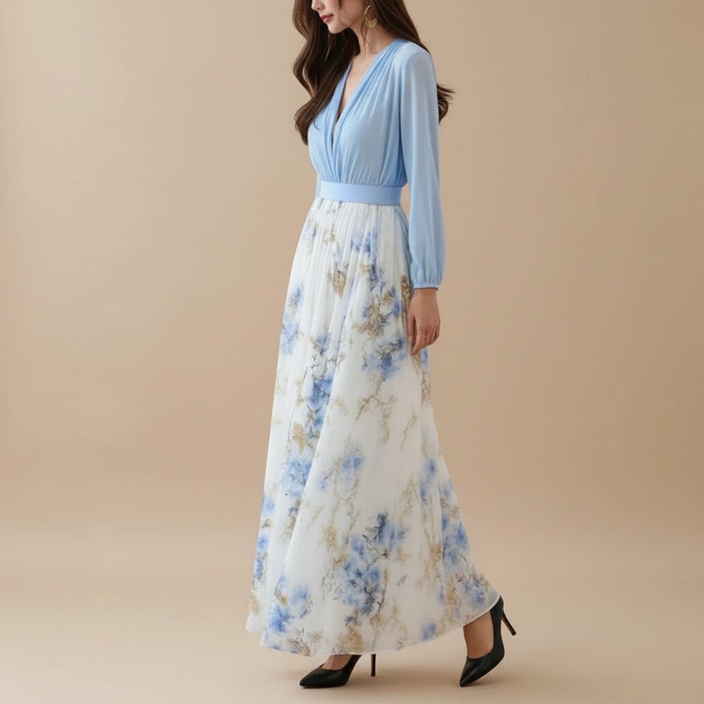 Women's Floral A-Line Maxi Dress