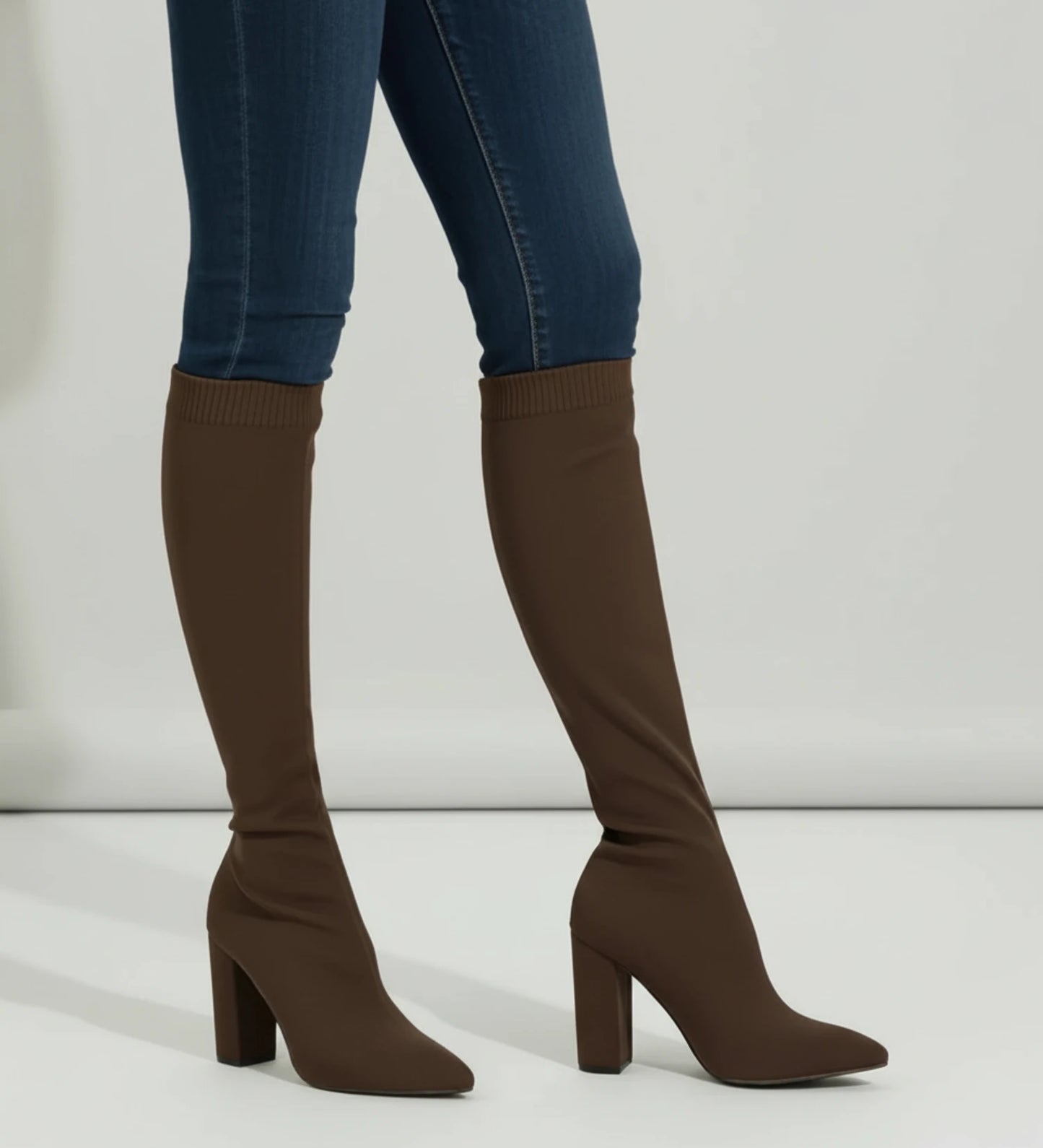 Women's Knit Knee High Heel Boots image