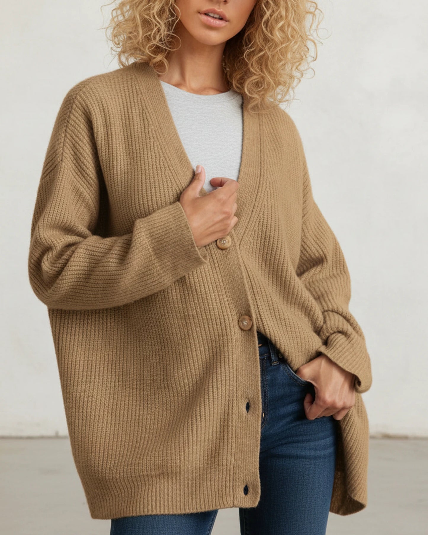 Women's Relaxed Fit Winter Cardigan with Buttons