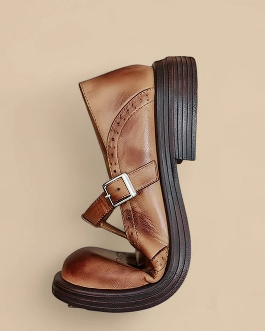 Women's Mary Jane Leather T-Strap Shoes