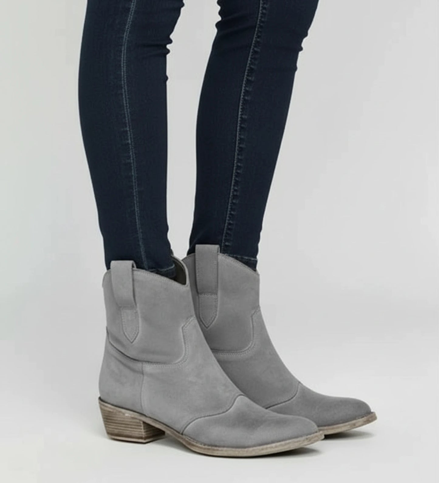 Women's Western Ankle Boots with Low Block Heel image