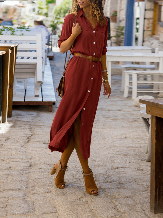 Women's Button Down Shirt Midi Dress - Image 1
